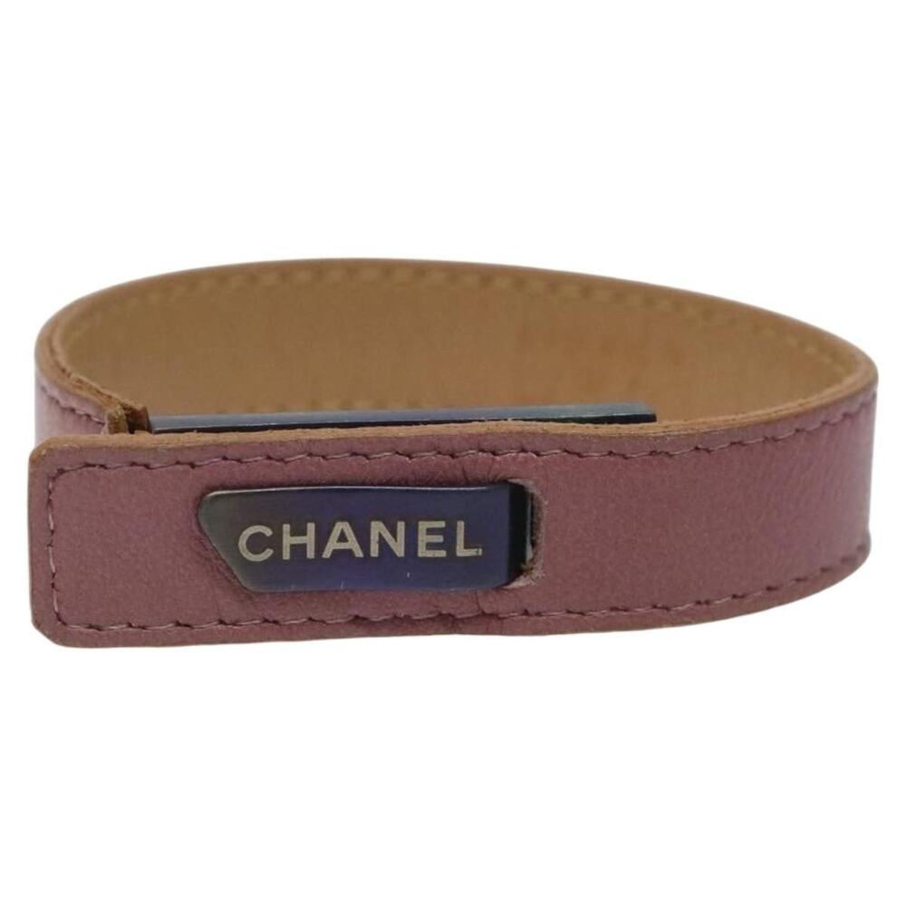 Chanel Bracelet Leather Purple CC